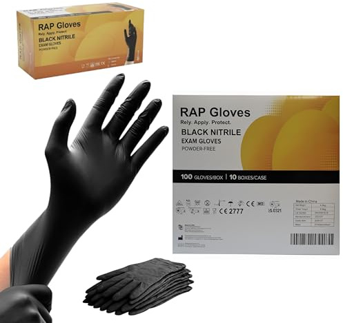 Black Nitrile Disposable Gloves Medium Pack of 1000 Powder Free Latex Free | Textured fingertip grip, ambidextrous fit, bulk carton for healthcare, food handling, cleaning and workshop tasks