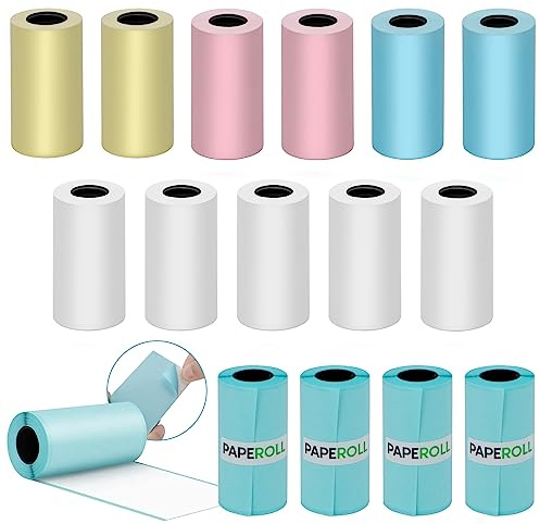 16 Rouleaux de Papier Thermique, 11 Rouleaux Standards et 5 Rouleaux Autocollants - mini Rouleau de Papier, Papier Thermique de Haute Qualité - Sans BPA, Idéal pour l'Impression Instantanée(55x30mm)