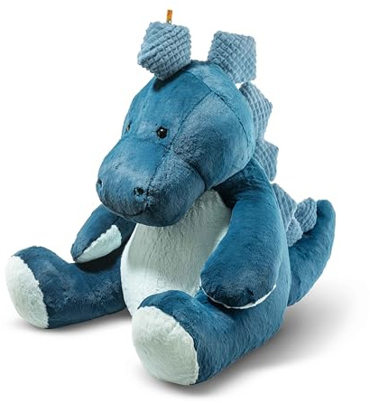 Steiff Spott Stegosaurus Petrol-blau 80 cm, Soft Cuddly Friends, Kuscheltier Dinosaurier, Stofftier Dino zum Spielen & Kuscheln, aus kuschelweichem Plüsch für babysanfte Haut, waschmaschinenfest