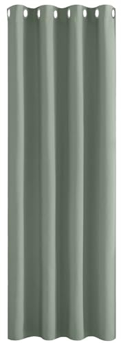 PONY DANCE Thermovorhang Kälteschutz Tür Kinderzimmer Gardinen Junge 1 Stück H 210 x B 132 cm Gardine Salbeigrün Verdunkelungsvorhang Abdunkelnd Tür Vorhänge mit Ösen Curtain