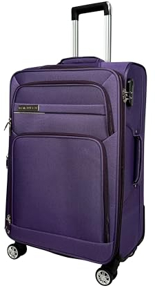 MY TRAVEL BAG Stoff Reisekoffer Trolley Erweiterbar mit Zwillingsrollen (M/L/XL/XXL oder 4er Set) Weichgepäck (Lila, Mittlerer Koffer (65cm))