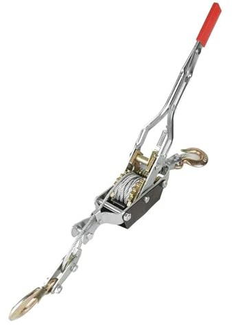 Wire Rope Hand Puller, Heavy Duty Powerful Manual Pulling Tool for Construction Highway Hardened Steel 4 Ton Large Capacity Two Hook Padded Grip 1 Piece