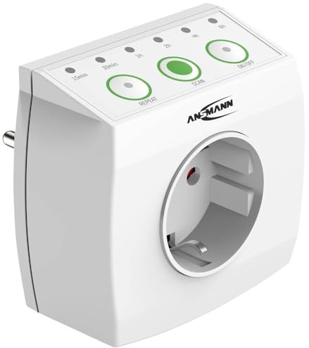 ANSMANN Prise à économie d'énergie ANSMANN AES1.3 - Prise programmable pour réduire la consommation de Courant en Veille, Puissance maximale 3680W-16A, Utilisation Simple