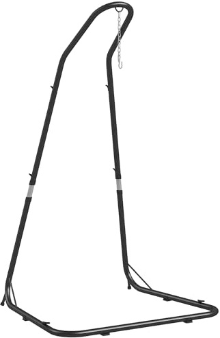 Outsunny Hängande stolsram, hängfåtöljram, höjdjusterbart stativ för hängstol kan belastas upp till 150 kg, för trädgård, balkong, metall, svart, 133 x 116 x 195/230 cm