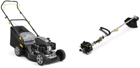 Alpina Tagliaerba a Scoppio, Metallo, Grigio, 46 cm & Decespugliatore a Scoppio ABR 26J, Motore a due tempi da 25,4 cc, 700 W, Larghezza di Taglio 43 cm, Bretella inclusa