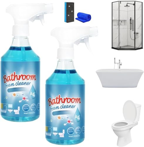 Bolac Bathroom Cleaner,Bolac Bathroom Foam Cleaner,Bathroom Descaler Cleaner,Bathroom Descaler Spray,All-Purpose Rinse-Free Cleaning Spray, for Urinals,Sinks,Floors,Glass,Mirrors,Bathtubs (2PC)