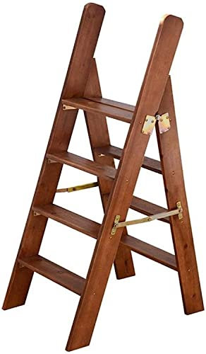 Trittleitern aus Holz, Klapphocker, Leiter aus Massivholz, Multifunktions-Treppenstuhl, Klapptritthocker mit 4 Stufen für Zuhause, 2 Farben (Farbe: B) Star of Light