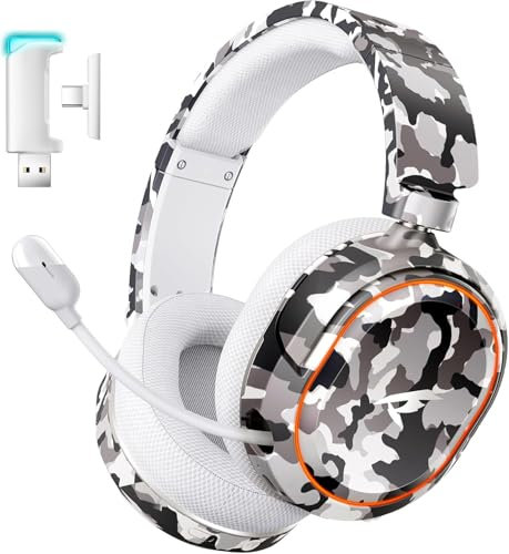 Wireless Gaming Headset, 7.1 Surround Sound, 2.4GHz USB Gaming Headphones with Bluetooth 5.4, 100H Battery, ENC Noise Canceling Mic, 3.5mm Wired, RGB Light, Wireless Headset for PC PS5 PS4 Mac Switch