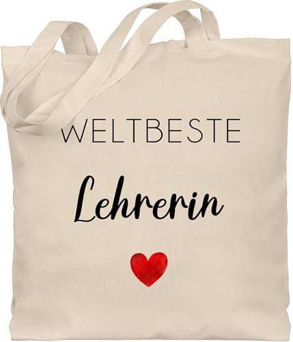 Shirtracer Baumwolltasche - Taschen - Weltbeste Lehrerin | Geschenkidee für die beste Lehrerin der Welt | Geschenk beste Lehrerin - Unisize - Naturweiß - lehrerinnen tasche klassenlehrerin jutebeutel