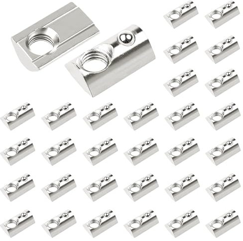 xiaoxiaozhijia 30 Stück 20-Serie Nutenstein M5,Gleitmutter mit Federkugel,Europäische M5 Gewinde Mutter Nut 6 für Aluprofil