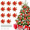 Jemmytu Fleurs Artificielles,12 Pièces Fleurs Decoration Sapin Noel, Poinsettia avec Clips et Tiges pour Décoration de Couronnes de Mariage, Décorations d'arbre de Noël