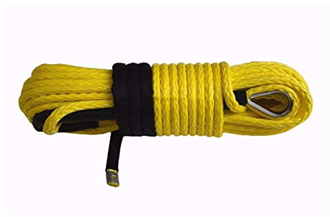 Cordes de remorquage Jaune 3/8 * Corde synthétique de 100 Pieds, câble de treuil de Bateau 10mm pour treuils électriques, Corde Offroad