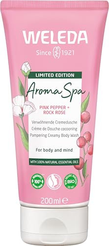 WELEDA Aroma Spa Gel doccia Limited Edition, con Pepe Rosa e Rosa Canina, doccia cremosa per tutti i tipi di pelle (1 x 200 ml)