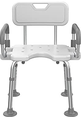 Sedia da doccia con braccioli e schienale staccabili, capacità 158,8 kg, sedile antiscivolo per vasca da bagno per disabili, anziani e anziani