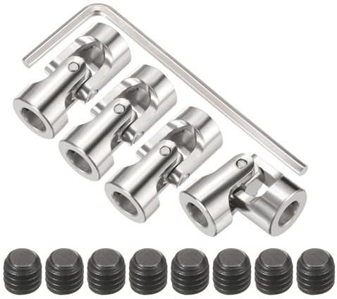 sourcing map 4Pcs 5mm to 5mm ID Steering Universal Joint Shaft Coupling,L23XD11 Metal 45°Degree Rotatable Joints Coupler with Screws Wrench Set for Model Car Ship Drive Shaft Motor Connection