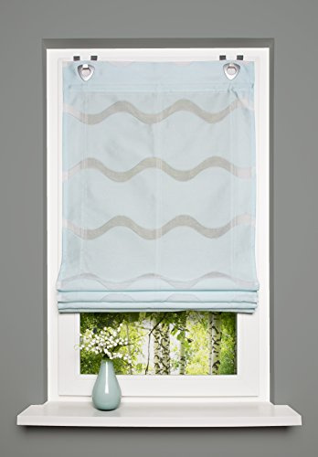 Tenda a pacchetto per finestra con occhielli, in tessuto decorativo, con ganci per finestra, colore acqua, 1 pezzo (larghezza x altezza): 45 x 130 cm