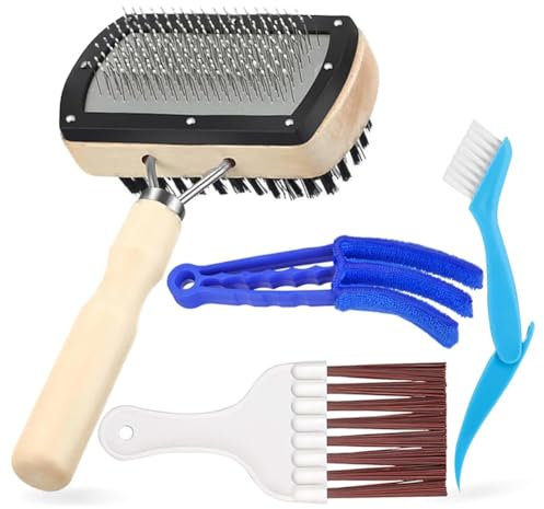GREOHNMPAW 4 Piece Air Conditioner Cleaning Tool Kit, 1 Dual-Sided Condenser Coil Cleaner Brush and 3 Microfiber Cleaning Brushes