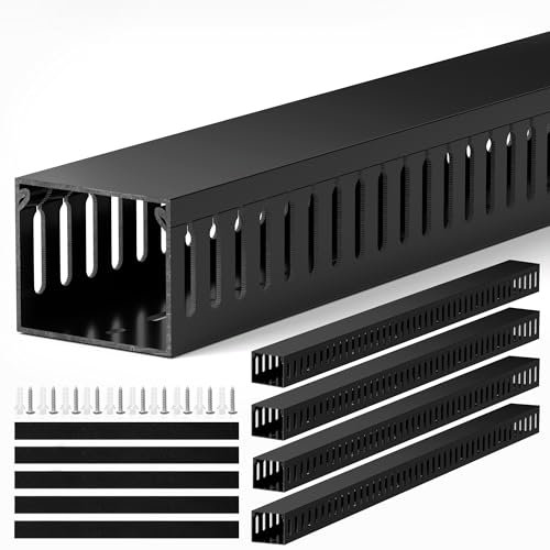 ZhiYo 2 pulgadas de alto x 2.4 pulgadas de ancho profesional para gestión de cables, 95 pulgadas (4 x 23.6 pulgadas) Kit de conducto de cables, PVC eléctricamente seguro, ranura abierta para cables