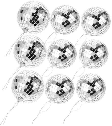 BUGUUYO 9pcs Disco Ball Hanging Pendant Mirror Disco Ball for Christmas Tree Wedding Courtyard Decor Light Effect