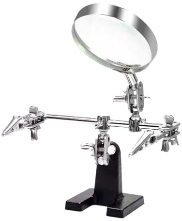 Sctmda Troisieme Main Soudure Pinces et Loupe à Main Souder Loupe Grossissement 3X Aide à Souder Station de Soudage à Loupe Support de Souder Outils Soudure pour Réparation Modelisme Artisanat