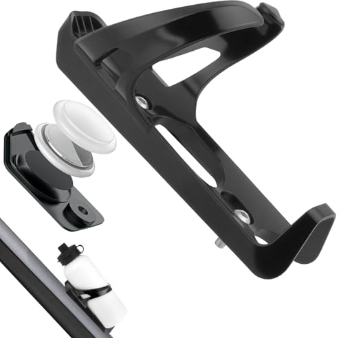 AOOSA Portabidón para Bicicleta para AirTag con Compartimento Oculto, Soporte Bicicleta para Apple Air Tag, Ligero Resistente, Universal Soporte para Botella de Bicicleta, GPS Antirrobo, Negro