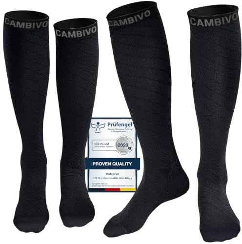 CAMBIVO Kompressionsstrümpfe Damen und Herren 2 Paar, Kompressionssocken Stützstrümpfe für Laufen, Sport, Flug, Reise, Radsport
