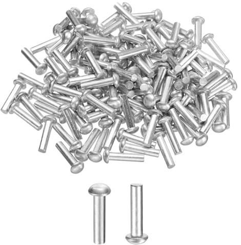 sourcing map Lot de 150 rivets à tête brasero en aluminium massif, M6 de diamètre x 25 mm de long, rivets de bateau à tête ronde en aluminium pour réparation de bateaux, machines, avions, industrie