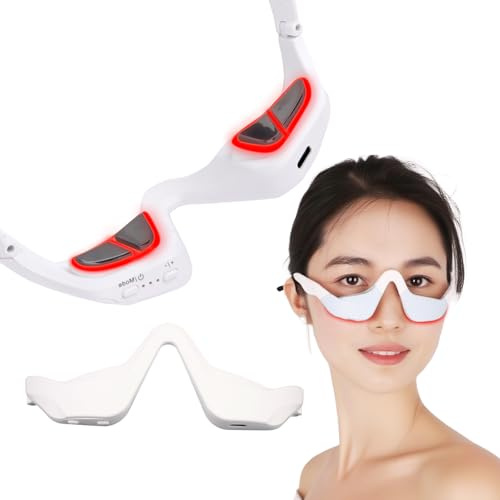 Ojos - Gafas de terapia de luz roja con 3 niveles de microcorriente - Masajeador de ojos, dispositivo de belleza revitalizante para ojeras, líneas finas y arrugas, alivia la fatiga ocular