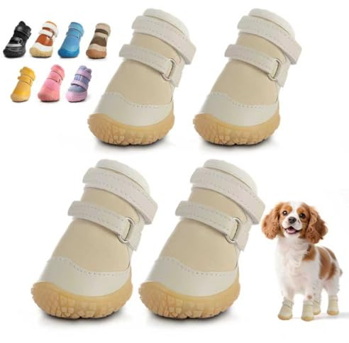 Hundeschuhe für kleine Hunde, atmungsaktive Hundestiefel, Pfotenschutz für heißen Gehweg, Winter, Schnee, Hundeschuhe mit robuster rutschfester Sohle für Hartholzböden, Spaziergänge im Freien, Gelb