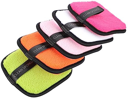 TOPPERFUN 5 piezas Esponjas Desmaquillantes Reutilizables de Almohadillas Faciales Cuadradas para Limpieza Profunda Sin Irritaciones Colores Aleatorios para y Color Color Aleatorio