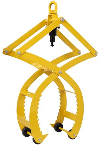 Automatic Grip & Release Log Tongs, 360° Swivel Log Lifting Tongs with 4 Claws, 3300 LBS Capacity, Fits Tractors, ATVs, Forklifts – 21 or 25 Opening, Heavy Duty Yellow Coated Steel (21 Inch)
