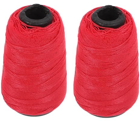 Operitacx Cuerda de Nailon Trenzado para Construcción y Albañilería, Resistente en Rojo, 2 Rollos de 9 Onzas, Herramienta Versátil para Trabajos en Obra, Uso Industrial y Exterior