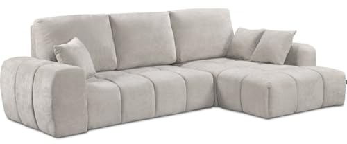 Habitat et Jardin Canapé d'angle Droit Convertible en Tissu Chenille Verneuil - 3 Places - Beige