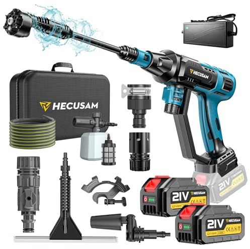 Idropulitrice A Batteria,Motore Brushless Da 3000W,Modalità A 4 Velocità, Max 125 Bar,Idropulitrice Mobile Con 2 Batterie Da 4,0 Ah,Ugello Girevole 6 In 1 E 180°,Spruzzatore Di Schiuma,Spazzola