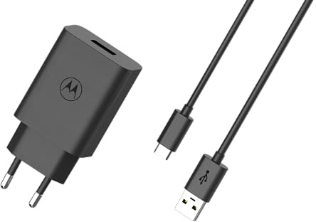 Motorola Chargers – Turbopower 33W Caricabatterie Rapido di Rete USB-PD/Adattatore di alimentazione con cavo USB-A-C da 1 m. IMPORTANTE: solo i prodotti Motorola originali riportano il logo M.