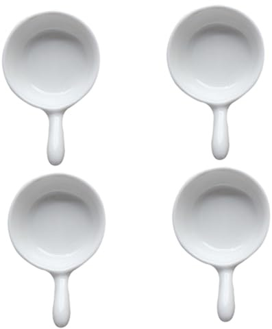 Gadpiparty Lot de 4 Coupelles à Sauce en Céramique, Bol à Épices Blanc Anse, Large Ouverture, pour Ketchup, Salade et Service de Repas