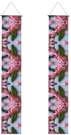 Pancarta de porche de otoño con diseño de flores de cerezo rojas, pancartas de poliéster, uso en interiores y exteriores, fácil de colgar, reutilizable