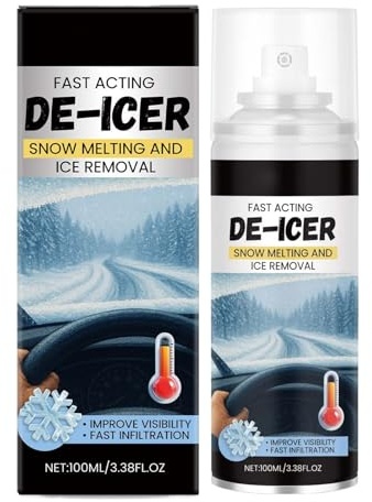 Descongelante para Parabrisas - 100 ml de Acción Rápida y Anticongelante - Líquido Anticongelante Limpiaparabrisas | para Hielo en Ventanas y Exteriores en Invierno
