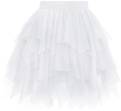Wikoan Faldas para Mujer Falda Corta de Mujer Falda Asimétrica de Tul Falda de Tul Multicapa con Forro Suave,Blanco,S-M