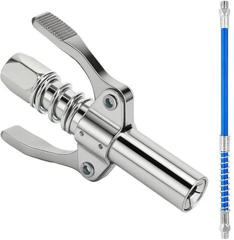 Testina per ingrassatore G Coupler, Ingrassatore con Tubo Flessibile 30cm | con Doppia Impugnatura, Ugello per Pistola a Grasso, per tutti i tipi di ingrassatore automobilistico standard