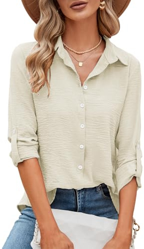 Odosalii Women Tops, Blouses for Women UK, Cream Fall Fashion 2026