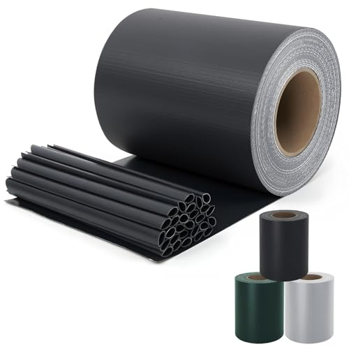 Sekey PVC Sichtschutzstreifen für Doppelstabmatten 50m x 19cm - 40 Befestigungsclips, Doppelstabmattenzaun Sichtschutz, Anti-UV Wetterfest Stabmattenzaun Windschutz für Garten, Anthrazit