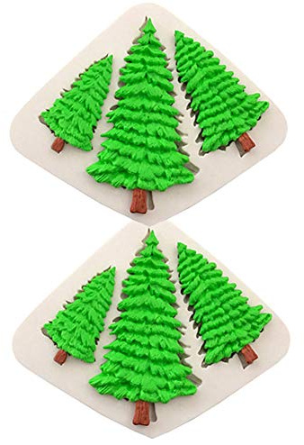 DUBENS 2 Stück DREI Bäume Weihnachten Baum Silikon Form Weihnachten Baum Silikon Form Fondant Form Kuchen dekorieren Werkzeuge Schokolade