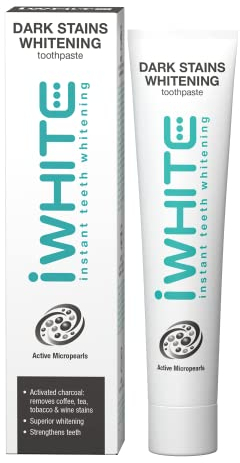 iWhite Pasta de Dientes Blanqueante 75ml - Elimina Manchas Oscuras y Blanquea los Dientes con Carbón Activado y Microperlas que te Ayudan a Eliminar Manchas y Tener Dientes más Blancos