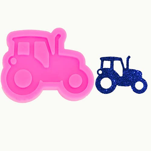 Guratapa Moules en silicone brillant en forme de tracteur pour loisirs créatifs, porte-clés, argile polymère, collier, pendentif en résine époxy, fabrication de bijoux, décoration de gâteau, fondant