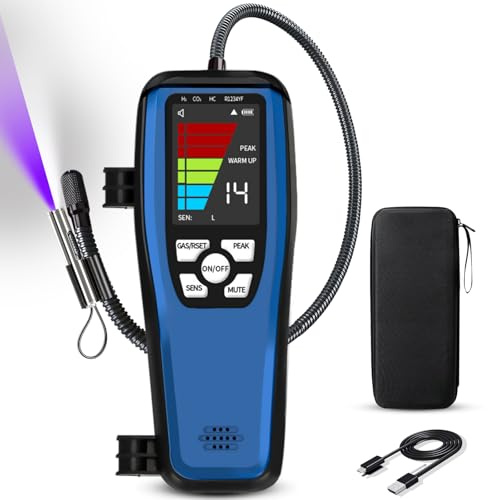 Rilevatore di perdite di refrigerante Aprvtio HVAC, rilevatore di perdite di freon ALD-200, rilevatore di perdite di gas alogeno con rilevatore di freon, sonde sensore da 16 pollici con allarme