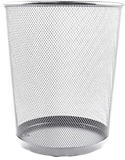 Pemienterprize Silver Metal Waste Paper Bin Simple Wire Mesh Dustbin, Modern Design Office Home and Kitchen