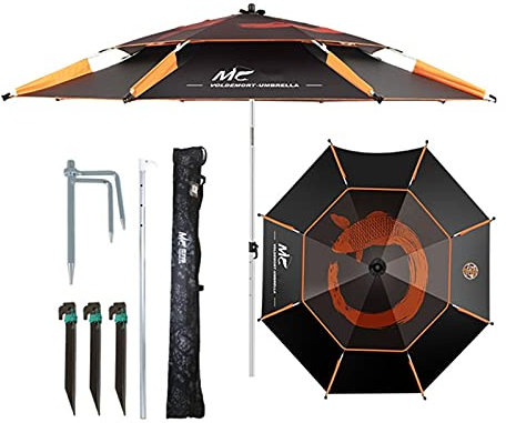 2/2.2/2.4/2.6 m Ombrellone da Spiaggia Ultra Leggero con Un Palo Inclinabile, Ancoraggio Sabbia, Palo in Acciaio Robusto, Pieghevole Comodo da trasportare Nero (Size : 200cm/6.5ft)