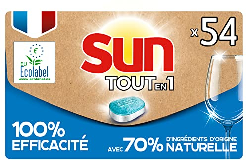 SUN Letterbox Tablettes lave-vaisselle Tout en 1, Format pratique pour la boîte aux lettres, Enlève les taches difficiles, Fabriqué en France, 54 Lavages