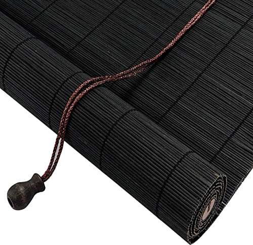jiajulashou123 Schwarz Bambusrollo Retro Bambus Raffrollo Mit Zubehör Sonnenschutz Bambus Rollo Natur Seitenzug Sichtschutz Rollo für Fenster Türen,Balkon,Terrasse Deko,Atmungsaktiv (60 * 180cm)
